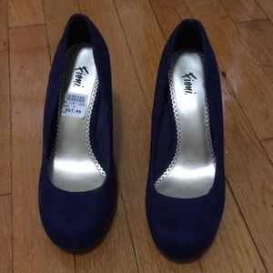 Blue suede high heels